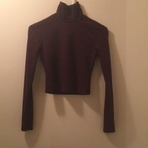 Burgundy crop top turtle neck